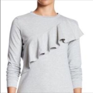 🍟Ruffle Front Sweatshirt in Heather Grey.
